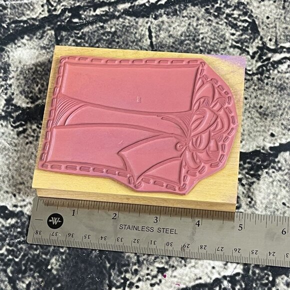 The Stamp Pad Co. & Hampton Art Large Gift Box Lid Ribbon Rubber Stamp - Picture 8 of 8